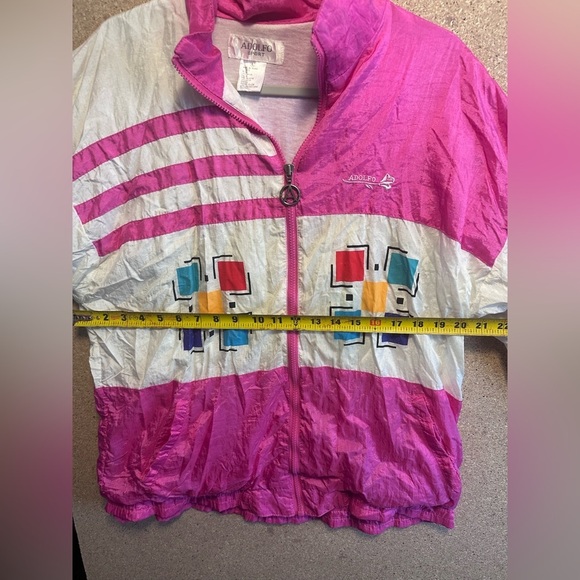 Adolfo Sport Vintage Pink and White Windbreaker Size Large - Picture 5 of 9